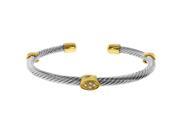7 Stunning Twisted Rope Gold Silver Tone with Cubic Zirconia CZ Cuff Bracelet