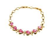 7.26 Ct Pear Shape Pink Cubic Zirconia Gold Plated Bracelet 6.5 1 2 Extender