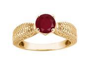 1.05 Ct Round Red SI1 SI2 Ruby 18K Yellow Gold Ring
