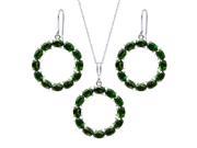 21 Ctw Oval Chrome Diopside Sterling Silver Circle Pendant Earrings Set