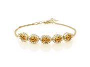 4.54 Ct Oval Checkerboard Yellow Citrine 18K Yellow Gold Plated Silver Bracelet