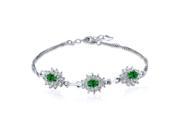 2.79 Ct Oval Green Simulated Emerald 925 Sterling Silver Bracelet