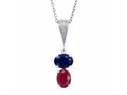 3.46 Ct Oval Blue Sapphire Red Ruby 925 Sterling Silver Pendant