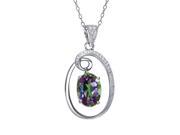 1.90 Ct Oval Dangling Green Mystic Topaz 925 Sterling Silver Pendant