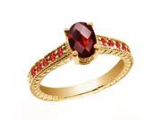 1.20 Ct Oval Checkerboard Red VS Garnet 18K Yellow Gold Ring 1.20 Ct Oval Checkerboard Red VS Garnet 18K Yellow Gold Ring