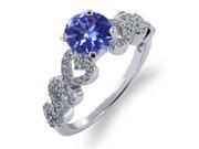 1.54 Ct Round Blue Tanzanite AAA 925 Sterling Silver Ring