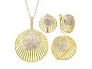 Gold Plated Shell Shape Cubic Zirconia Earrings Pendant and Ring Set