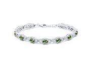 8.00 Ct Oval Green Tourmaline 925 Sterling Silver Bracelet