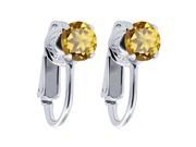1.60 Ct Round Champagne Quartz 925 Sterling Silver Clip On Earrings