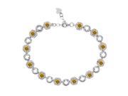 5.93 Ct Round Yellow Citrine 925 Sterling Silver Bracelet