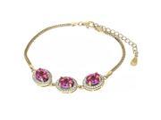 9.55 Ct Oval Pink Mystic Topaz 18K Yellow Gold Plated Silver Bracelet