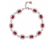 14.08 Ct Oval African Red Ruby 18K Rose Gold Plated Silver Bracelet