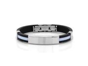 8 Black White Rubber Stainless Steel Greek Design ID Bracelet with a Clasp