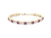 9.10 Ct Oval Pink Tourmaline 18K Yellow Gold Plated Silver Bracelet