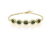 5.79 Ct Forest Green Mystic Topaz 18K Yellow Gold Plated Silver Bracelet