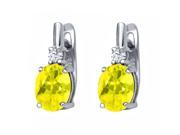 4.76 Ct Oval Canary Mystic Topaz White Topaz 925 Sterling Silver Earrings