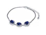 12.25 Ct Oval Blue Simulated Sapphire 925 Sterling Silver Bracelet