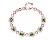 7.02 Ct Oval Green Tourmaline 18K Rose Gold Plated Silver Bracelet