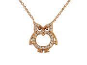 18K Rose Gold Over Sterling Silver Pave Open Owl Necklace Pendant