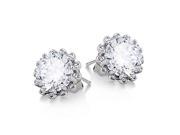 2.00 Ct Stunning 8mm Round Cut White Cubic Zirconia CZ Stud Earrings