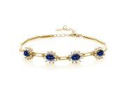 4.40 Ct Oval Blue Simulated Sapphire 18K Yellow Gold Plated Silver Bracelet
