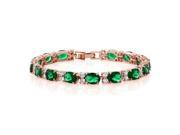 40.00 Ct Oval Green Cubic Zirconia CZ Rose Gold Plated 7 Tennis Bracelet