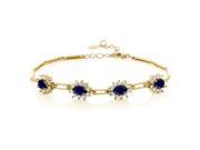 4.20 Ct Oval Blue Sapphire 18K Yellow Gold Plated Silver Bracelet