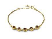 2.20 Ct Round Red Garnet 18K Yellow Gold Plated Silver Bracelet