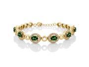 6.72 Ct Oval Emerald Envy Mystic Topaz 18K Yellow Gold Plated Silver Bracelet