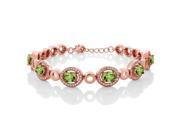 6.72 Ct Oval Green Peridot 18K Rose Gold Plated Silver Bracelet