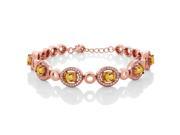 5.52 Ct Oval Yellow Citrine 18K Rose Gold Plated Silver Bracelet