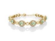 6.42 Ct Oval Green Amethyst 18K Yellow Gold Plated Silver Bracelet