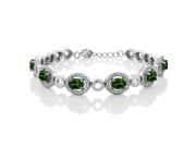 6.72 Ct Oval Green Chrome Diopside 925 Sterling Silver Bracelet