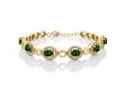 6.72 Ct Oval Green Chrome Diopside 18K Yellow Gold Plated Silver Bracelet