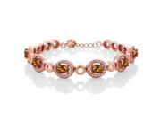 6.12 Ct Oval Orange Red Madeira Citrine 18K Rose Gold Plated Silver Bracelet