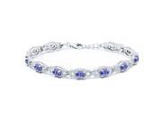 8.55 Ct Oval Blue Tanzanite 925 Sterling Silver Bracelet 7 with 1 Extender