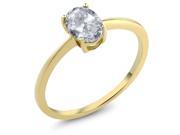 0.95 Ct Oval White Topaz 10K Yellow Gold Solitaire Engagement Ring