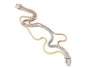 6.00 Ct White Zirconia Sterling Silver Multi Color Gold Tone 4 Row Bracelet