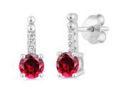 1.36 Ct Blazing Red 925 Sterling Silver Earrings Natural Topaz Cut by Swarovski
