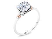 925 Sterling Silver and 10K Rose Gold Ring White Created Moissanite 2.15 cttw 8x8mm Cushion