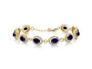13.08 Ct Oval Blue Sapphire 18K Yellow Gold Plated Silver Bracelet