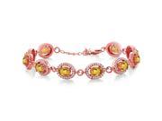 8.88 Ct Oval Yellow Citrine 18K Rose Gold Plated Silver Bracelet