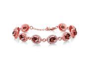 10.88 Ct Oval Checkerboard Red Garnet 18K Rose Gold Plated Silver Bracelet