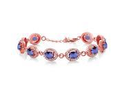 9.38 Ct Oval Checkerboard Blue Iolite 18K Rose Gold Plated Silver Bracelet
