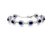 13.08 Ct Oval Blue Sapphire 925 Sterling Silver Bracelet