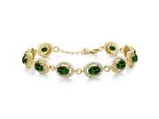 10.88 Ct Green Chrome Diopside 18K Yellow Gold Plated Silver Bracelet