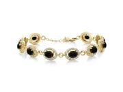 9.68 Ct Oval Black Onyx 18K Yellow Gold Plated Silver Bracelet