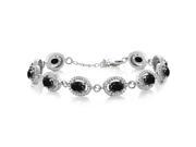 13.58 Ct Oval Black Sapphire 925 Sterling Silver Bracelet