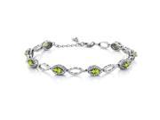 3.66 Ct Marquise Green Peridot 925 Sterling Silver Bracelet