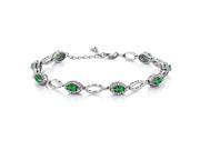 3.26 Ct Marquise Green Simulated Emerald 925 Sterling Silver Bracelet